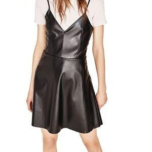 Zara leather skater mini dress